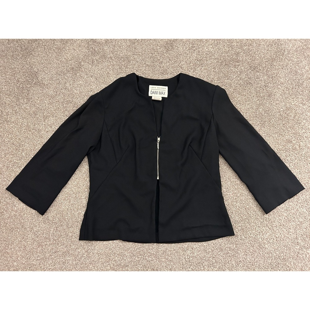 90s Aesthetic Dani Max Lois Snyder Jacket Womens 10 Black Excellent Zip Front